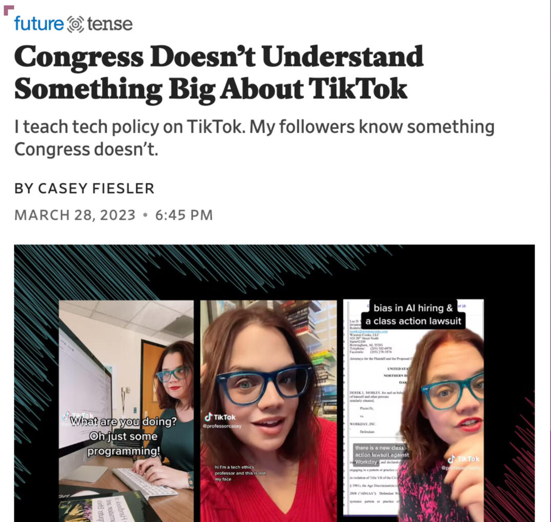 a headline image: "Congress Doesn't Understand Something Big About TikTok"