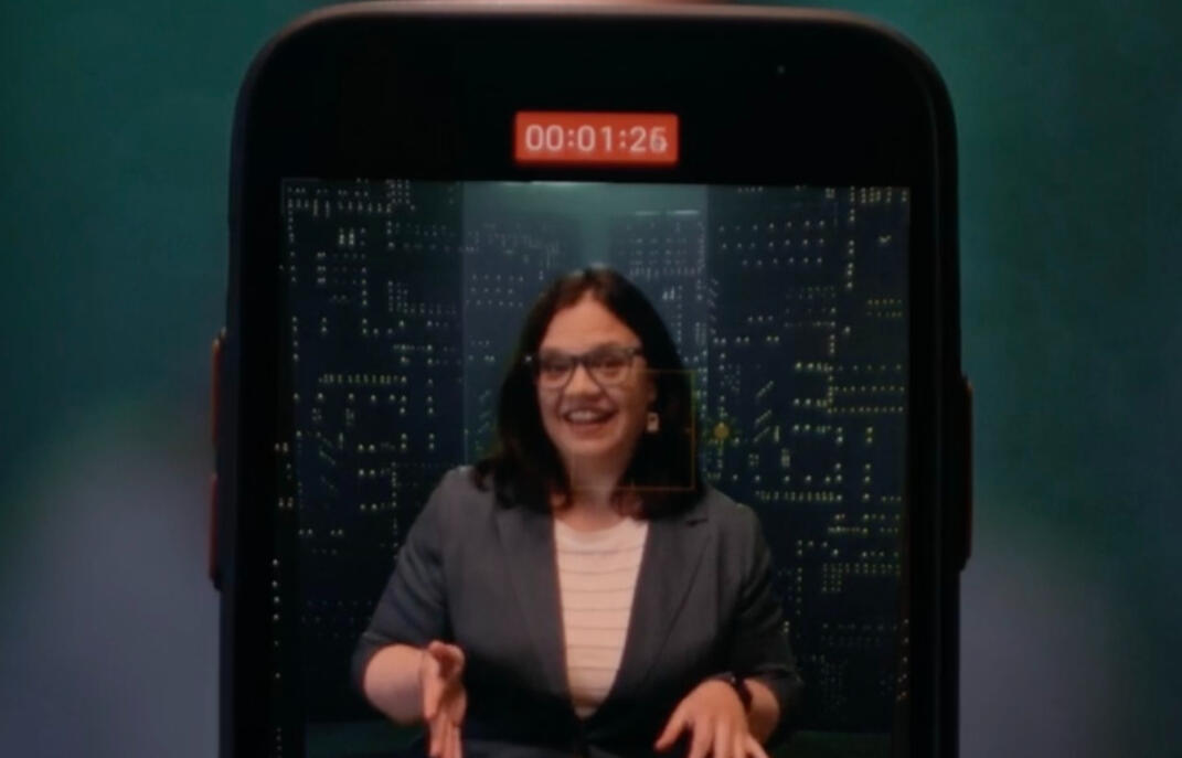 Casey's appearance on Nick News a screenshot of Casey in a phone, talking to a camera